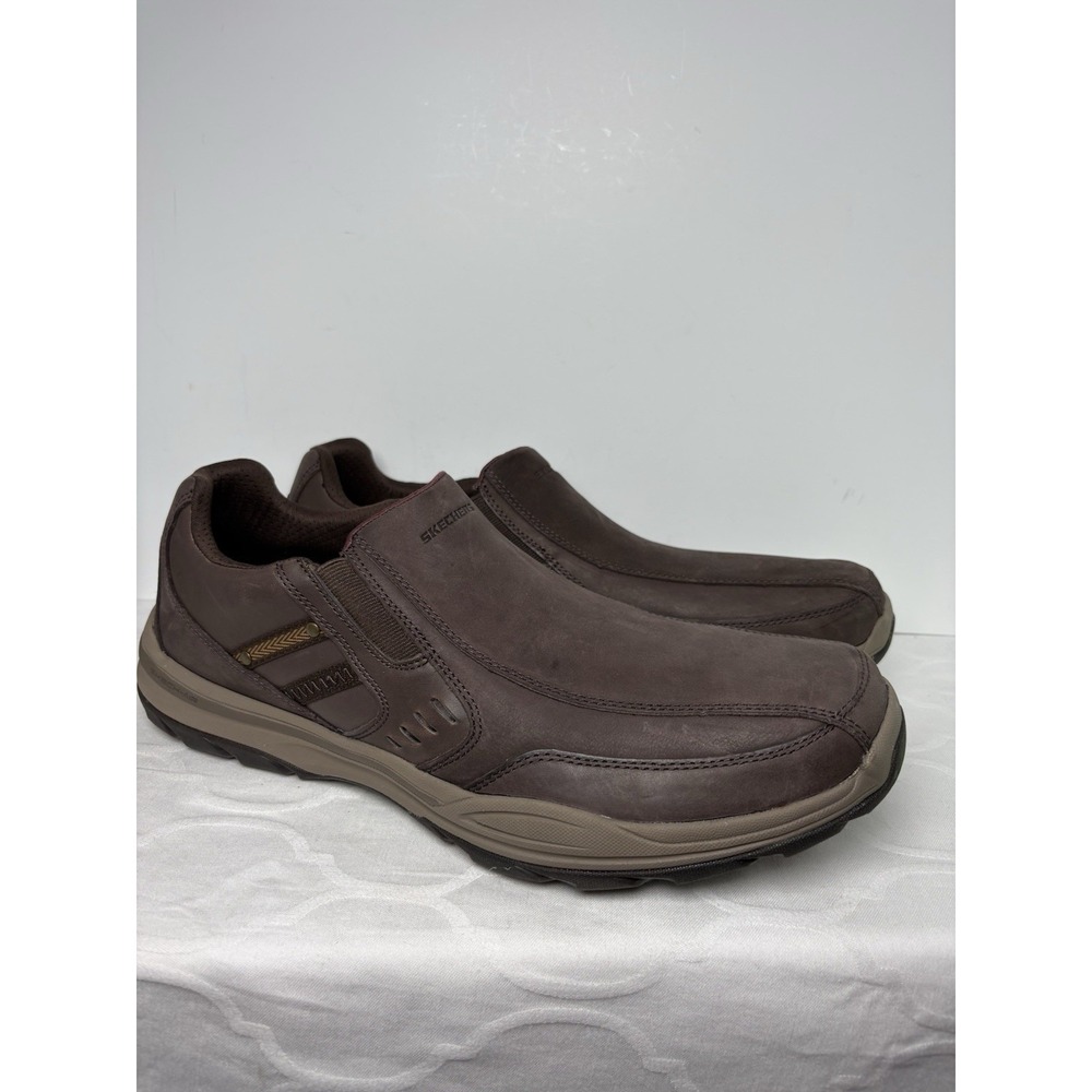 Skechers Leather Slip On Loafer Men's 14 Classic Fit Memory Foam Walking Shoes